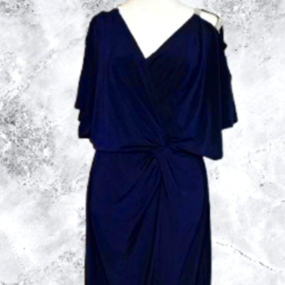 π£ Alex Evenings Long Knot Front DressπMaxi Front Slit Ladder Rhinestone π 10 - Picture 6 of 9